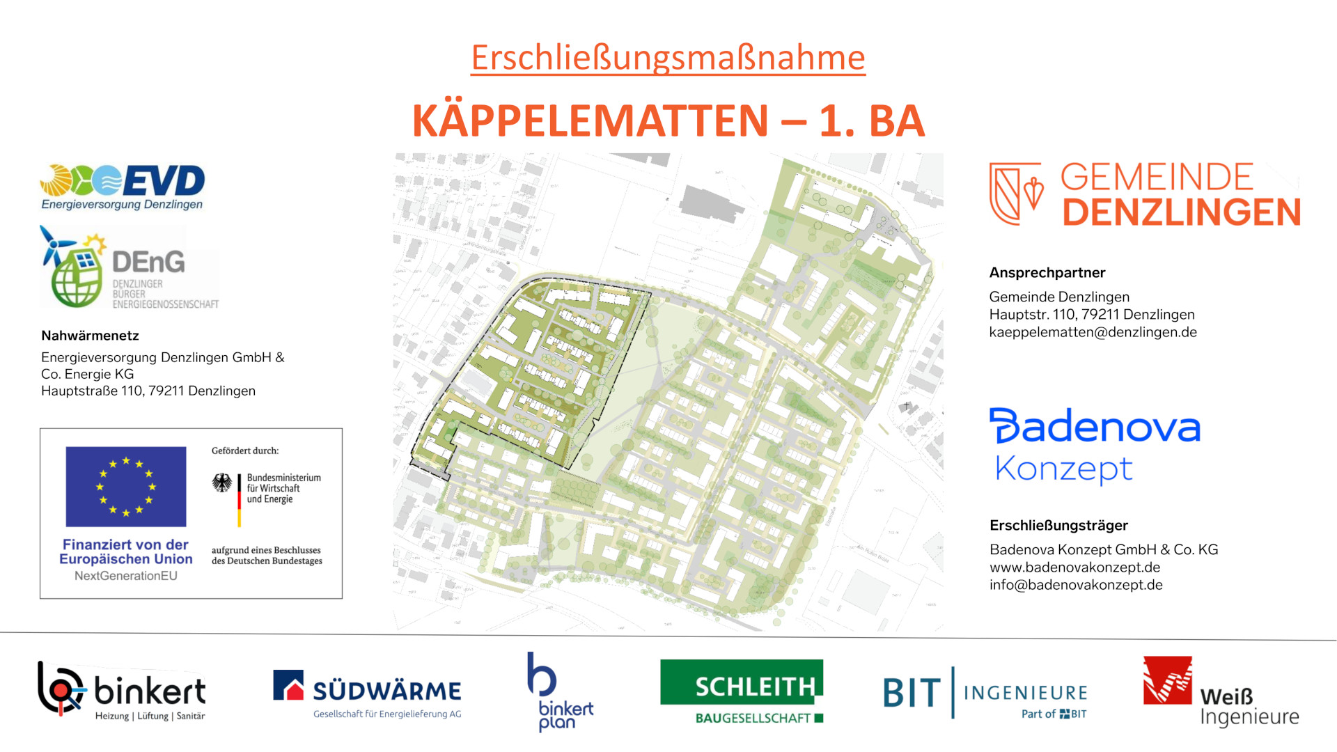 Bauschild Nahwärmenetz Denzlingen – Erschließungsmaßnahme KÄPPELEMATTEN